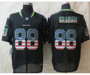 Nike Seattle Seahawks #88 Jimmy Graham 2014 USA Flag Fashion Black Elite Jersey