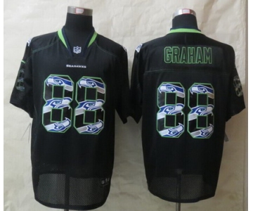 Nike Seattle Seahawks #88 Jimmy Graham Lights Out Black Ornamented Elite Jersey