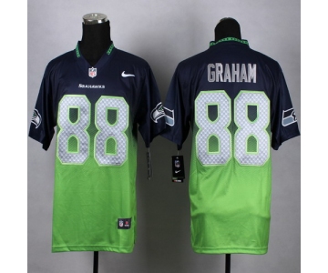 Nike Seattle Seahawks #88 Jimmy Graham Navy Blue/Green Fadeaway Elite Jersey