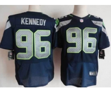 Nike Seattle Seahawks #96 Cortez Kennedy Navy Blue Elite Jersey