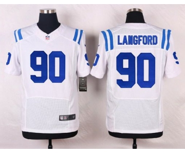 Men's Indianapolis Colts #90 Endall Langford White Road NFL Nike Elite Jersey