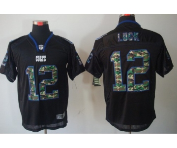 Nike Indianapolis Colts #12 Andrew Luck Black With Camo Elite Jersey