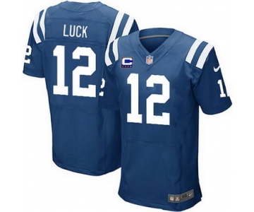 Nike Indianapolis Colts #12 Andrew Luck Blue C Patch Elite Jersey