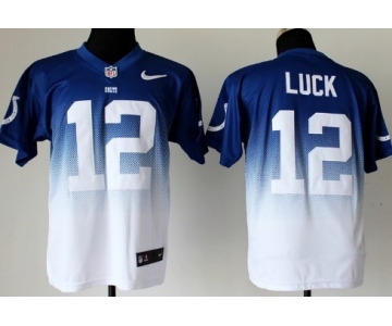 Nike Indianapolis Colts #12 Andrew Luck Blue/White  Fadeaway Elite Jersey