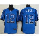 Nike Indianapolis Colts #12 Andrew Luck Drift Fashion Blue Elite Jersey