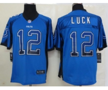 Nike Indianapolis Colts #12 Andrew Luck Drift Fashion Blue Elite Jersey