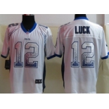 Nike Indianapolis Colts #12 Andrew Luck Drift Fashion White Elite Jersey