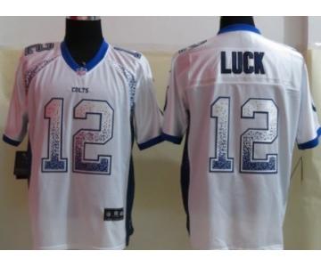 Nike Indianapolis Colts #12 Andrew Luck Drift Fashion White Elite Jersey