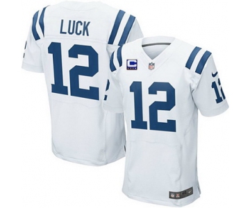 Nike Indianapolis Colts #12 Andrew Luck White C Patch Elite Jersey