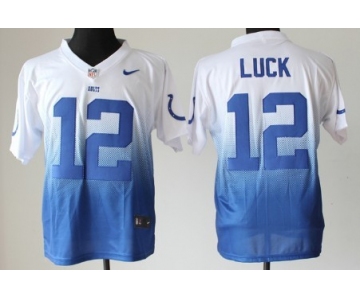 Nike Indianapolis Colts #12 Andrew Luck White/Blue Fadeaway Elite Jersey