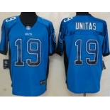 Nike Indianapolis Colts #19 Johnny Unitas Drift Fashion Blue Elite Jersey