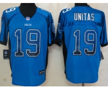 Nike Indianapolis Colts #19 Johnny Unitas Drift Fashion Blue Elite Jersey