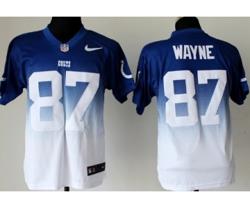 Nike Indianapolis Colts #87 Reggie Wayne Blue/White Fadeaway Elite Jersey