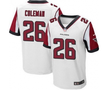 Men's Atlanta Falcons #26 Tevin Coleman White Road NFL Nike Elite Jersey