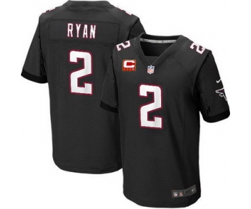 Nike Atlanta Falcons #2 Matt Ryan Black C Patch Elite Jersey