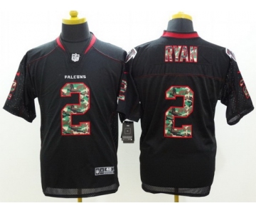 Nike Atlanta Falcons #2 Matt Ryan Black With Camo Elite Jersey