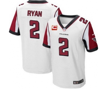 Nike Atlanta Falcons #2 Matt Ryan White C Patch Elite Jersey