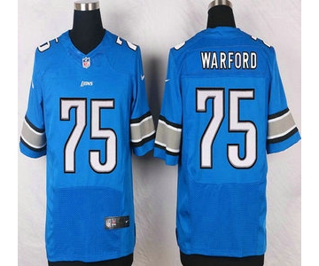 Detroit Lions #75 Larry Warford Light Blue Team Color NFL Nike Elite Jersey