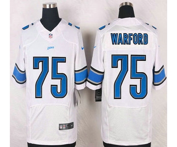 Detroit Lions #75 Larry Warford White Road NFL Nike Elite Jersey