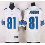 Detroit Lions #81 Calvin Johnson White Road NFL Nike Elite Jersey