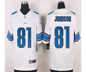 Detroit Lions #81 Calvin Johnson White Road NFL Nike Elite Jersey