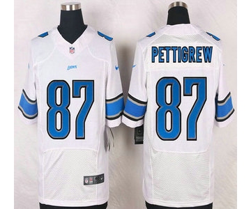 Detroit Lions #87 Brandon Pettigrew White Road NFL Nike Elite Jersey