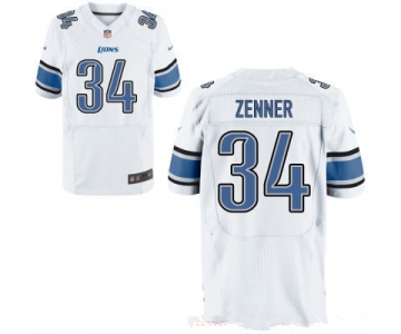 Men's Detroit Lions #34 Zach Zenner White Road Stitched NFL Nike Elite Jersey
