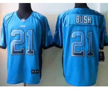 Nike Detroit Lions #21 Reggie Bush Drift Fashion Blue Elite Jersey