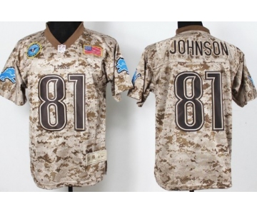 Nike Detroit Lions #81 Calvin Johnson 2013 USMC Camo Elite Jersey