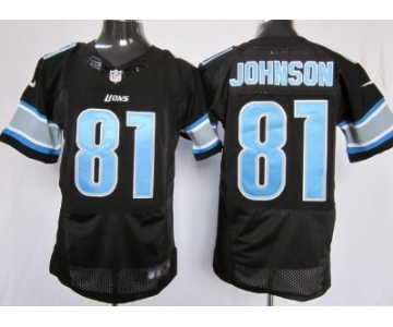 Nike Detroit Lions #81 Calvin Johnson Black Elite Jersey