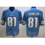 Nike Detroit Lions #81 Calvin Johnson Light Blue Elite Jersey