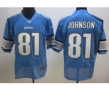 Nike Detroit Lions #81 Calvin Johnson Light Blue Elite Jersey