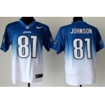 Nike Detroit Lions #81 Calvin Johnson Light Blue/White Fadeaway Elite Jersey
