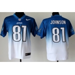 Nike Detroit Lions #81 Calvin Johnson Light Blue/White Fadeaway Elite Jersey