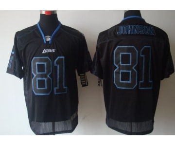 Nike Detroit Lions #81 Calvin Johnson Lights Out Black Elite Jersey