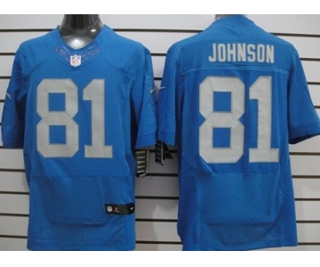 Nike Detroit Lions #81 Calvin Johnson Navy Blue Elite Jersey