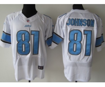 Nike Detroit Lions #81 Calvin Johnson White Elite Jersey