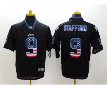 Nike Detroit Lions #9 Matthew Stafford 2014 USA Flag Fashion Black Elite Jersey