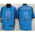 Nike Detroit Lions #9 Matthew Stafford Drift Fashion Blue Elite Jersey
