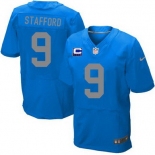 Nike Detroit Lions #9 Matthew Stafford Navy Blue C Patch Elite Jersey