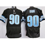 Nike Detroit Lions #90 Ndamukong Suh Black Elite Jersey