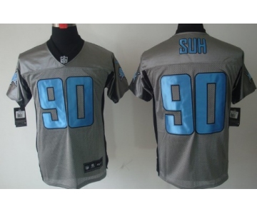 Nike Detroit Lions #90 Ndamukong Suh Gray Shadow Elite Jersey