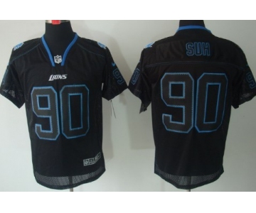 Nike Detroit Lions #90 Ndamukong Suh Lights Out Black Elite Jersey