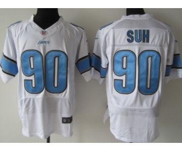 Nike Detroit Lions #90 Ndamukong Suh White Elite Jersey