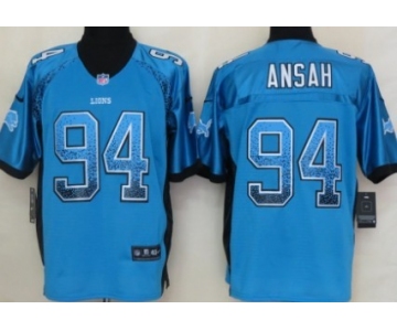 Nike Detroit Lions #94 Ziggy Ansah Drift Fashion Blue Elite Jersey