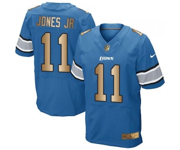 Nike Lions #11 Marvin Jones Jr Blue Team Color Men's Stitched NFL Elite Gold Jersey