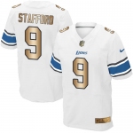 Nike Lions #9 Matthew Stafford White Men's Stitched NFL Elite Gold Jersey