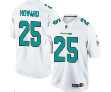 Men's Miami Dolphins #25 Xavien Howard White Road Stitched NFL Nike Game Jersey