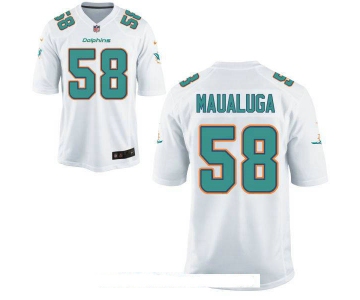 Men's Miami Dolphins #58 Rey Maualuga White Road Stitched NFL Nike Game Jersey