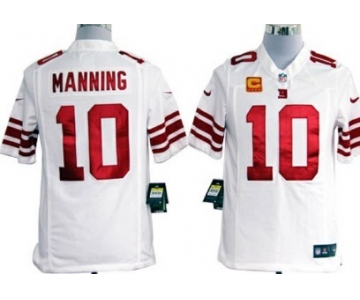 Nike New York Giants #10 Eli Manning White C Patch Game Jersey